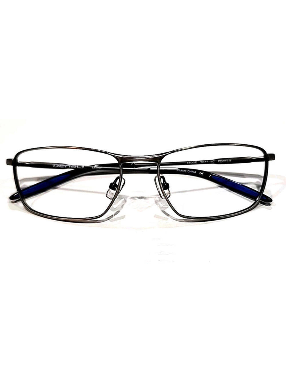 Denali Ledge Pewter Blue Rectangle Eyeglasses 54-17 140